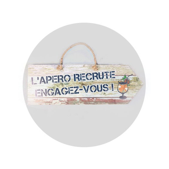 Plaque en Bois L'apéro recrute